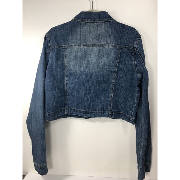 Neeso Denim Jean Jacket Womens 1X‎ Lightweight Cropped Embellished Embroidered - Picture 7 of 9